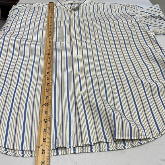 Tommy Hilfiger stripped collarless button up Long Sleeve men's shirt size XL - Picture 10 of 12